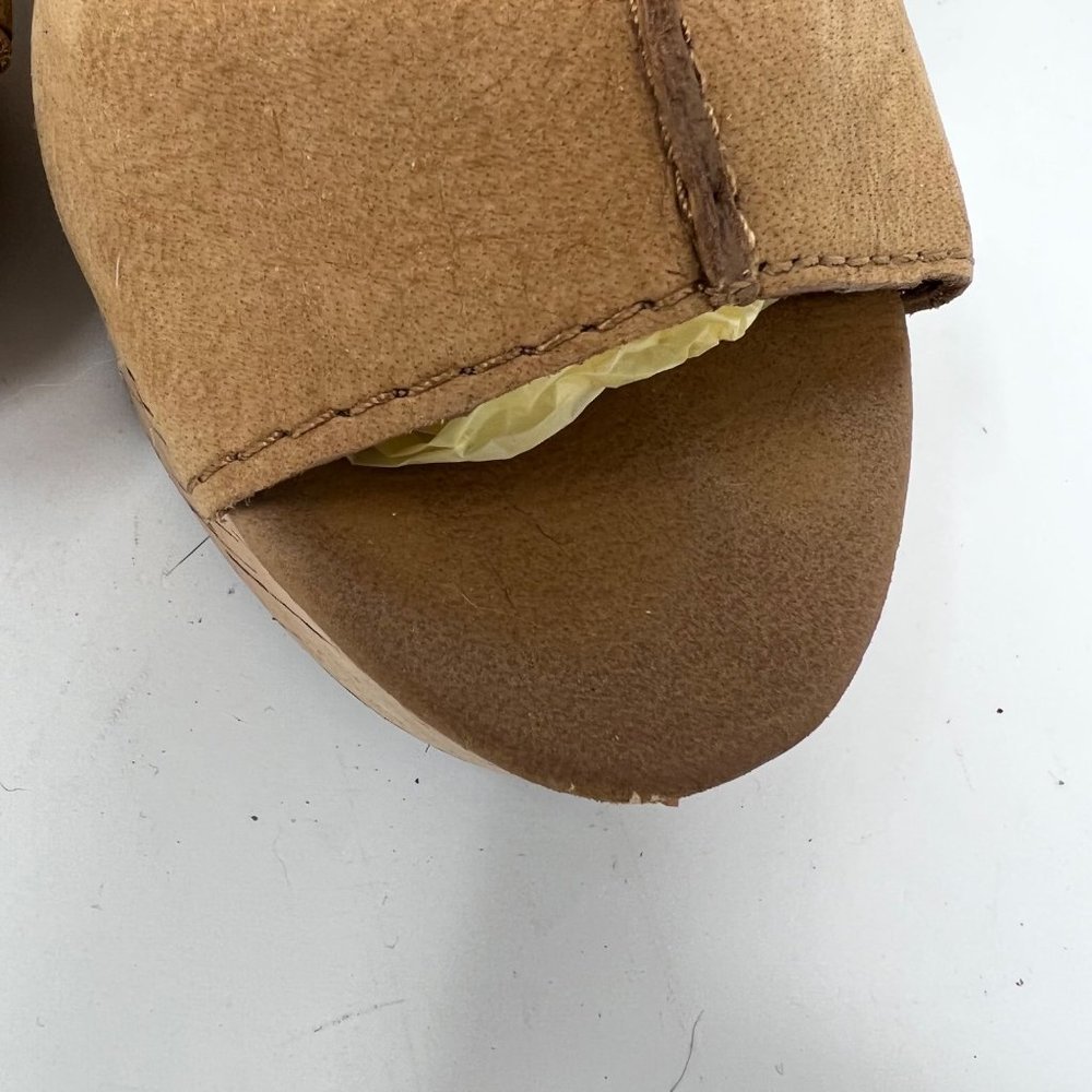 FRANCO SARTO Tan Suede Leather Wedge 5" Heel Open Toe Sandal Size 9.5M - Picture 2 of 16